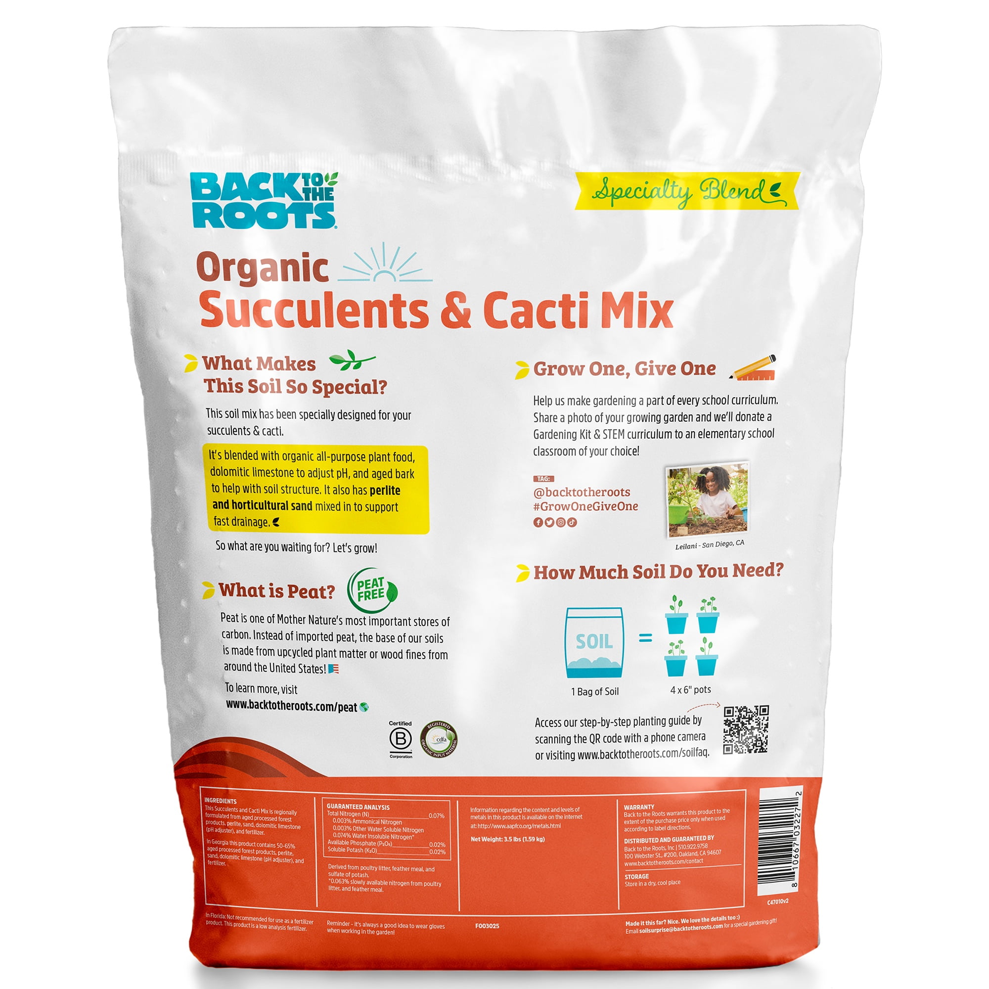 Back to the Roots  100% Organic Succulent & Cacti Mix (6 Quart)