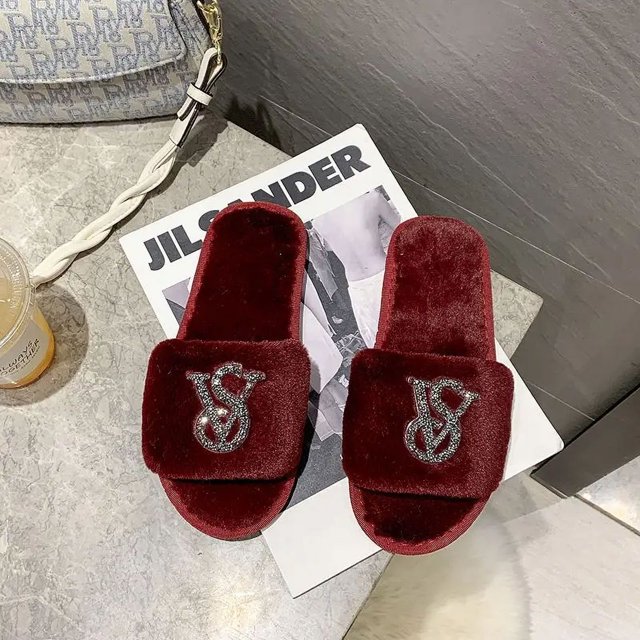 Zapatillas de algodón peludas para mujer, calzado cálido para el hogar, zapatillas de diamantes brillantes, zapatos ligeros de moda para exteriores, otoño e invierno, nuevo