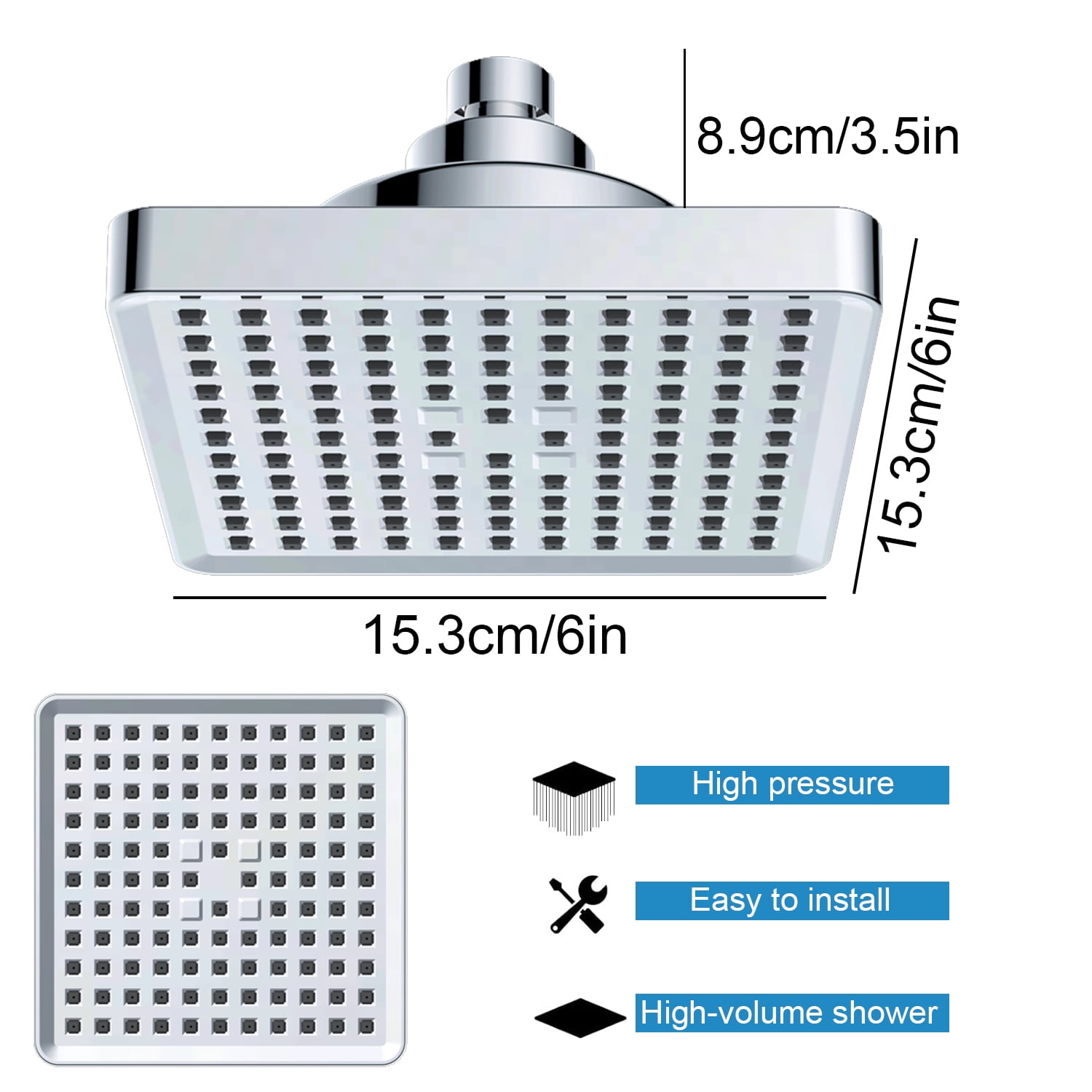 BTideas High Pressure Filtered Shower Head,6'' 360° Rotatable Rain Shower Head with 20 Stage Filters