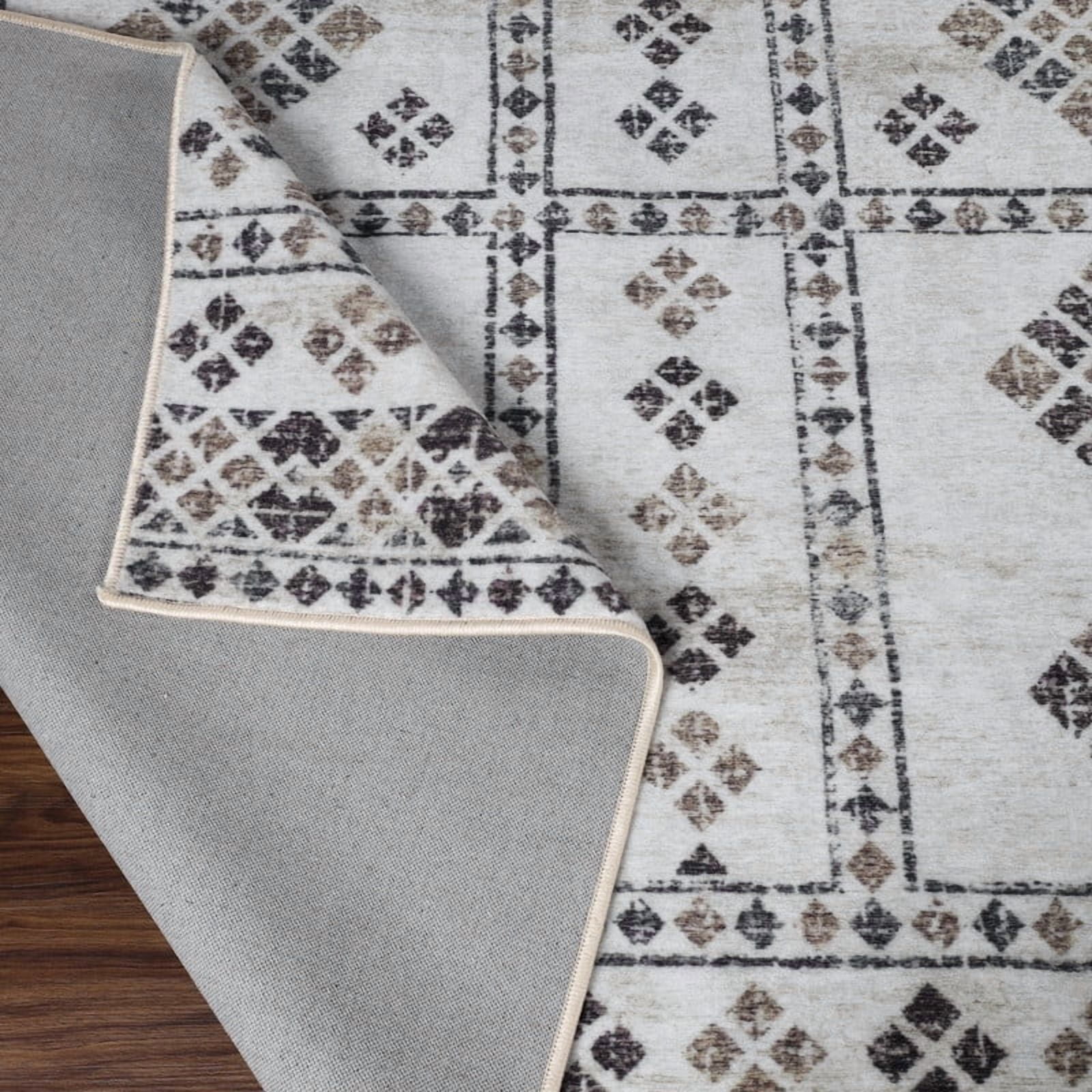 Superior Solin Neutral Geometric Washable Indoor Area Rug, 12' x 18', Ivory