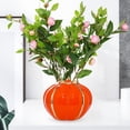 thumbnail image 3 of Jarrón de cerámica moderno para flores, decoración esmaltada, maceta decorativa para escritorio Naranja 17x7.5x12cm, 3 of 7