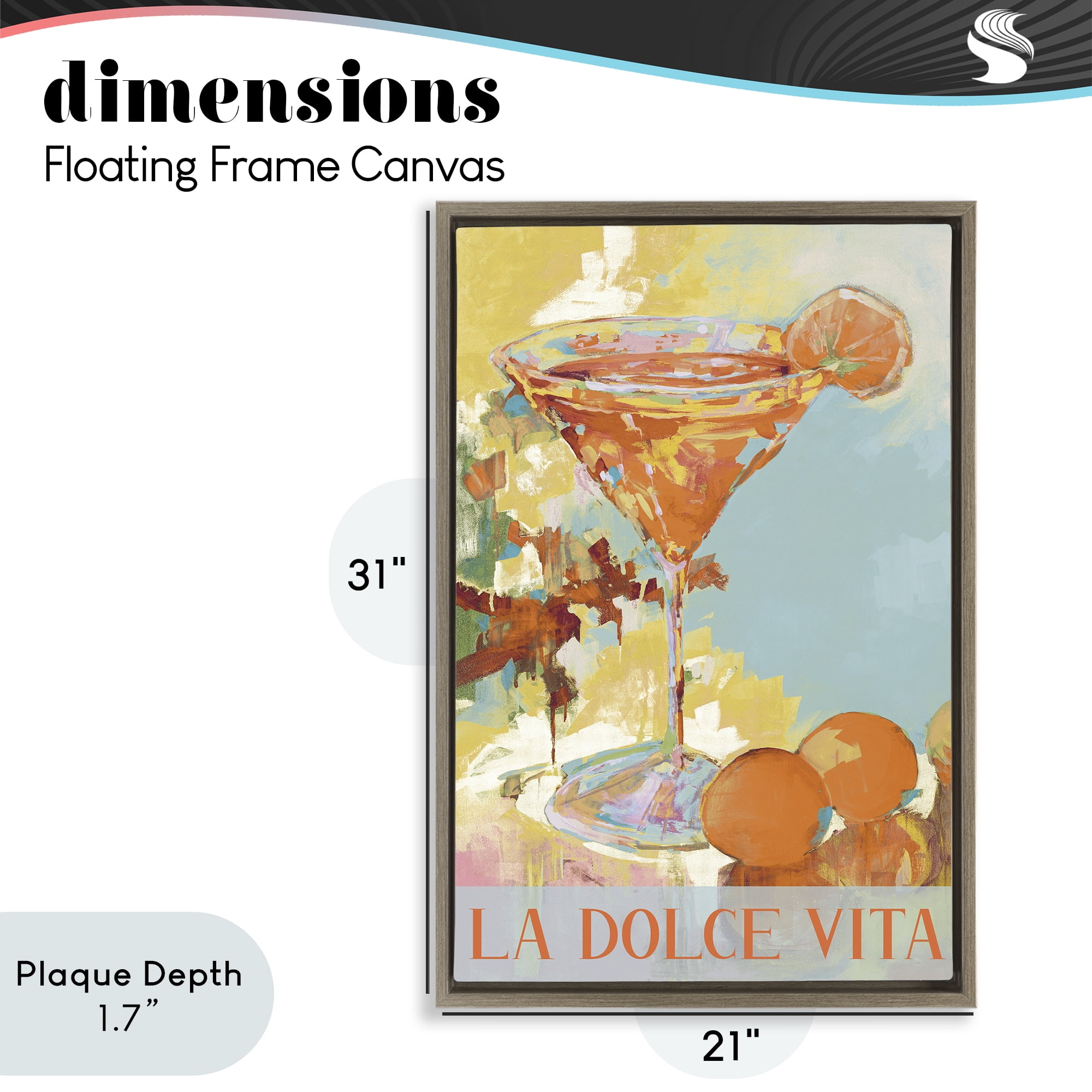 Stupell Industries La Dolce Vita Citrus Cocktail Brown Framed Floater Canvas Wall Art, design by Jane Slivka