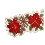 Christmas Floral Table Runner, Handmade Table Runner, Velvet Flower Table Runner, Beaded Table Runner 13X36 Inches