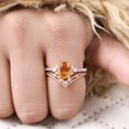 thumbnail image 4 of Citrine Engagement Cluster Ring Set Promise Curved Band Set Diamond Halo Wedding Engraved Jewelry Proposal Gift, 4 of 5