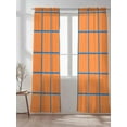 thumbnail image 2 of Orange Blue Stripes Check Sheer Curtains 2 Panels Set Simple Style Lines Abstract Art Lihgt Filtering Rod Pocket Voile Drape, Semi Sheer Window Curtains for Bedroom Living Room, 52"x84", 2 of 5