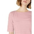 thumbnail image 2 of Charter Club Women's Cotton Texture-Striped Elbow-Sleeve Top Dark Pink Size Extra Large, 2 of 3