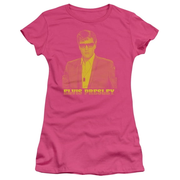 Elvis Presley - Yellow Elvis - Juniors Teen Girls Cap Sleeve Shirt - Medium