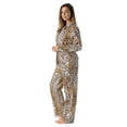 thumbnail image 2 of #FollowMe Printed Flannel Button-Front PJ Pant Set  Classic, Cozy Sleepwear (Leopard, Medium), 2 of 3