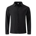 thumbnail image 1 of pstuiky manga larga de hombre, Camisa de hombre con botones y solapa de color liso y manga larga top de hombre xxxl, 1 of 8