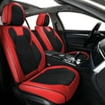 Coverado Black&Red Car Seat Covers Full Set, Faux Leather Seat Protectors with Embossed Grains