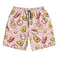 thumbnail image 2 of Honeii's Breakfast Print Men's Casual Shorts with Drawstring，Swim Trunks Quick Dry Beach Shorts, 2 of 5