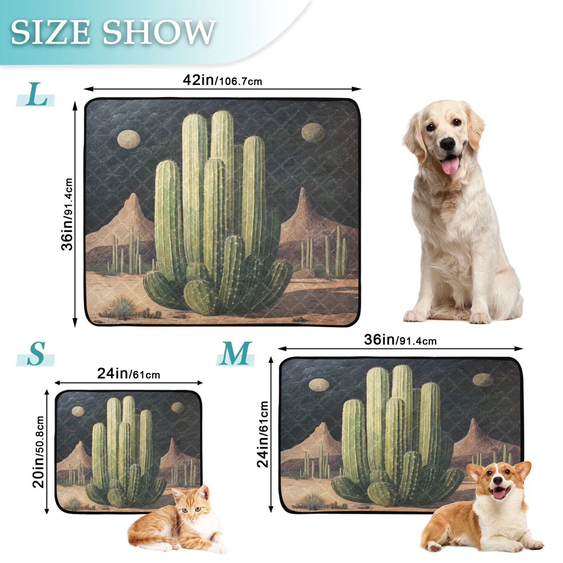 Qxltty Eldritch Cactus Cat litter Pads Pet Set of 3 Diaper Mats Center Anti-leakage Layer Absorbent Soft and Comfortable