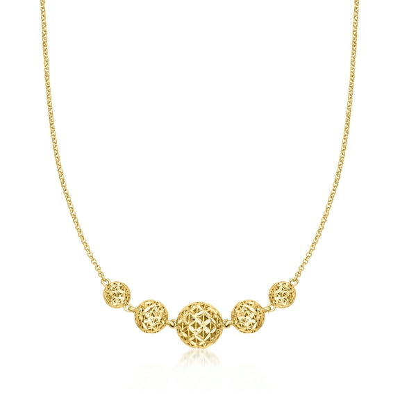 Ross-Simons 18kt Gold Over Sterling Graduated Diamond-Cut Bead Necklace, Women's, Adult