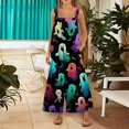 thumbnail image 3 of Womens Halloween Jumpsuits Skeleton Ghost Wide Leg Backless Spooky Rompers Candy Castle Halter Funny Overalls, S, 3 of 5