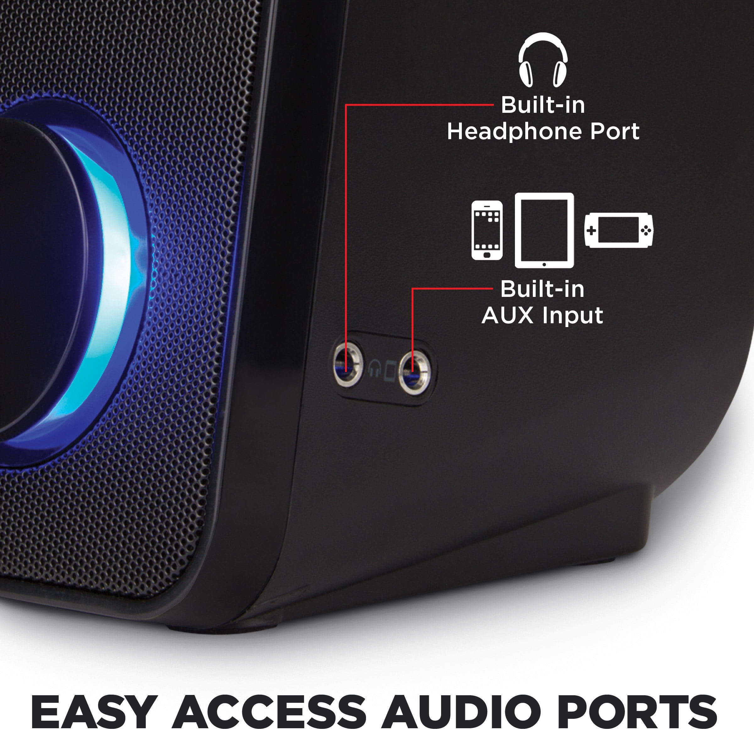 GOgroove Computer Speakers - SonaVERSE UB2 Multimedia USB Powered PC Speakers for Desktops & Laptops - 2 Way Drivers Enhance Clarity and Bass, Built-in Headphone & AUX Input Jacks, LED Volume Knob