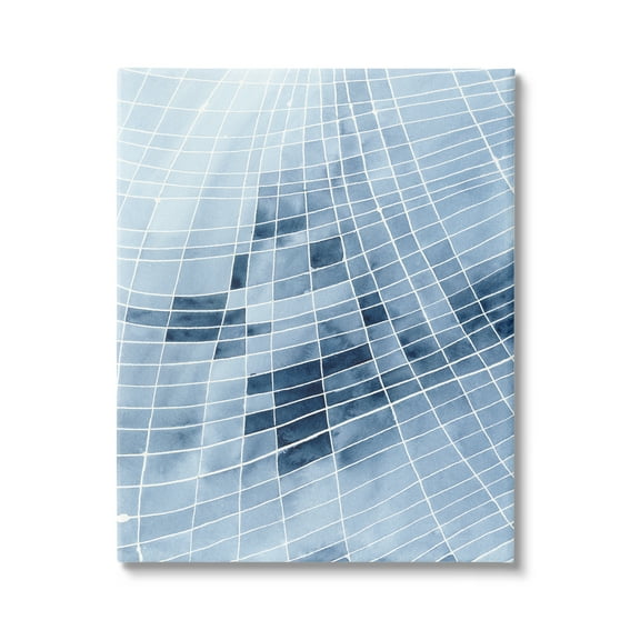 Stupell Industries Abstract Blue Squares Shapes Modern White Outlines Painting Gallery Wrapped Canvas Print Wall Art, Design by Regina Moore