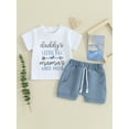 thumbnail image 2 of FEORJGP Toddler Boy Summer Shorts 2Pcs Outfit 0-3Y Infant Baby Letter Print T-Shirt Short Sleeve Shirt Crew Neck Tops with Solid Color Shorts Set Newborn Loose Casual Daily Clothes, 2 of 9