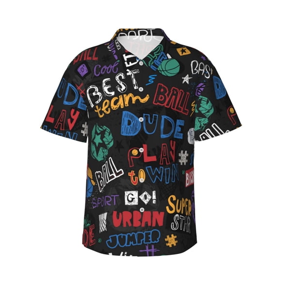 Saiise Basketball Print Hawaiian Shirt for Men,Personalized Funny Men's and Women's face Hawaiian Shirts for Men Short Sleeve,Large