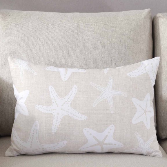 Decorative Pillow Cover 20x36 Inch Minimalist Starfish Lumbar Pillow Cover Summer Ocean Coastal Beige Soft Cushion Covers for Sofa Couch Bed, Living Room Home Decor