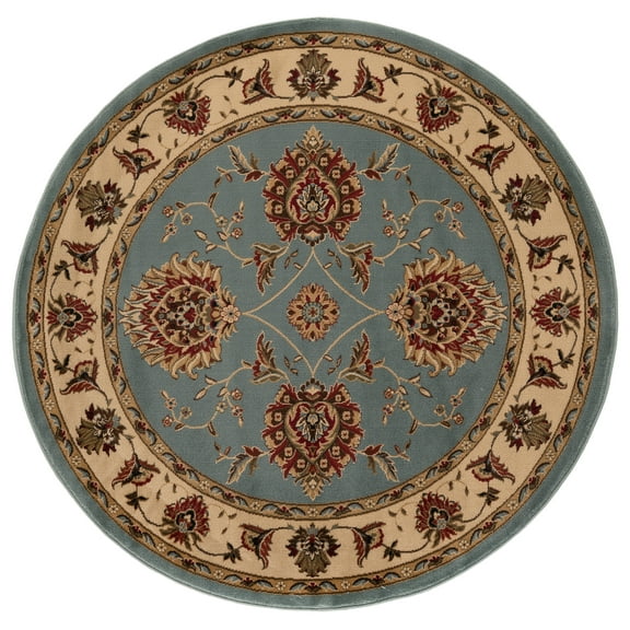 SAFAVIEH Lyndhurst Manuel Floral Area Rug, Blue/Ivory, 5'3" x 5'3" Round