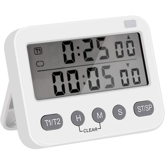 Pomodoro 25, 5 Minute Adjustable Productivity Timer White