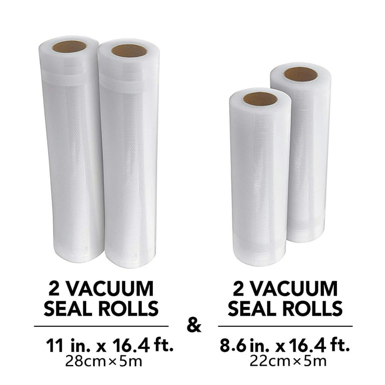 HONGGE Vacuum Sealer Bags, Food Saver Vacuum Sealer Rolls - 4Packs in  8.6x16.4' & 11x16.4