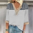 thumbnail image 2 of YUGYXL 3/4 Sleeve Tops for Women V Neck Loose Fit Boho Shirts Lace Printed Casual Spring Summer Fashion Gray M, 2 of 5