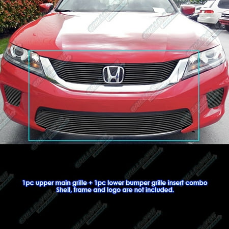Honda Accord Billet Grille - Fits 2013-2015 Honda Accord Coupe Bolt Over Black Billet Grille Combo #H61291H