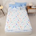 thumbnail image 4 of Erosebridal Princess Blue Bowknot Zipper Queen Comforter Set with Fitted Sheet and 2 Pillowcases,Cute Ribbon Bows Zipper Bedding Set For Girls,Colorful Stars Reversible,4pcs, 4 of 7