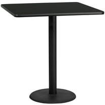 Flash Furniture 42'' Square Black Laminate Table Top with 24'' Round Bar Height Table Base