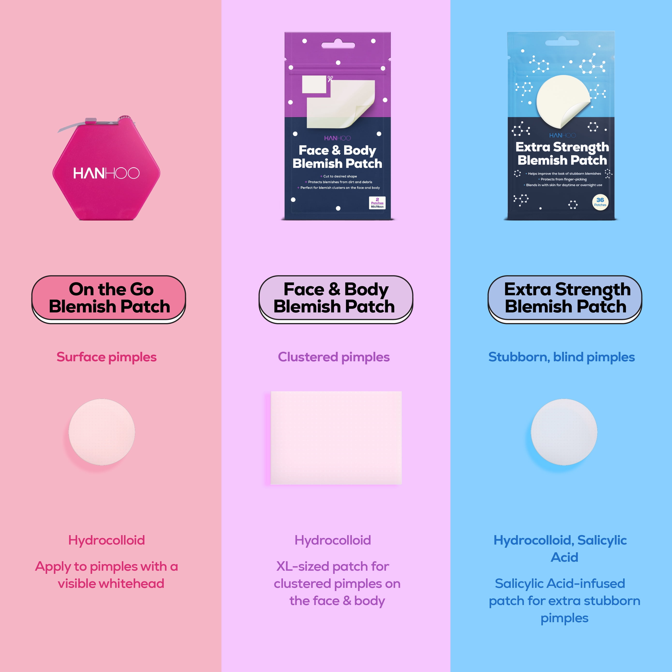 (2 pack) Hanhoo On The Go Hydrocolloid Acne Patch Roll, All Skin Types, 108 Ct.