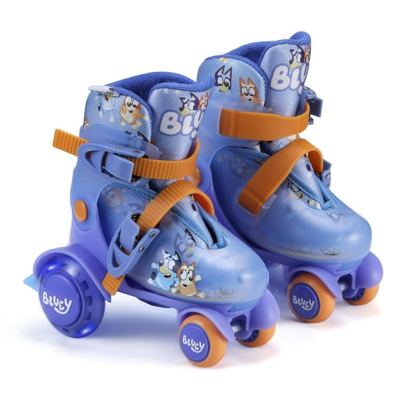 Bluey Kids Trainer Skates - Light Up Wheels, ABEC 5 Bearings, Durable PVC Material, Foam Shoe Lining, Perfect for Active Fun and Adventures, US Size 9-12
