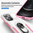 thumbnail image 4 of iPhone 12 Case, iPhone 12 Pro Case, 360 Rotate Ring Stand Rugged Lightweight Slim Impact-Resistant Full Body Shockproof Protective Bumper Case For iPhone 12 Pro / 12 6.1",White + Pink, 4 of 8
