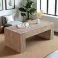 thumbnail image 2 of GZXS 49" Modern Wood Coffee Table, Farmhouse Rectangular Accent Center Table for Living Room – Natural Finish, 2 of 6