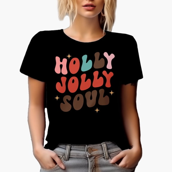 Holly Jolly Soul Magical Holiday Season Gift Idea, Black T-Shirt, Small