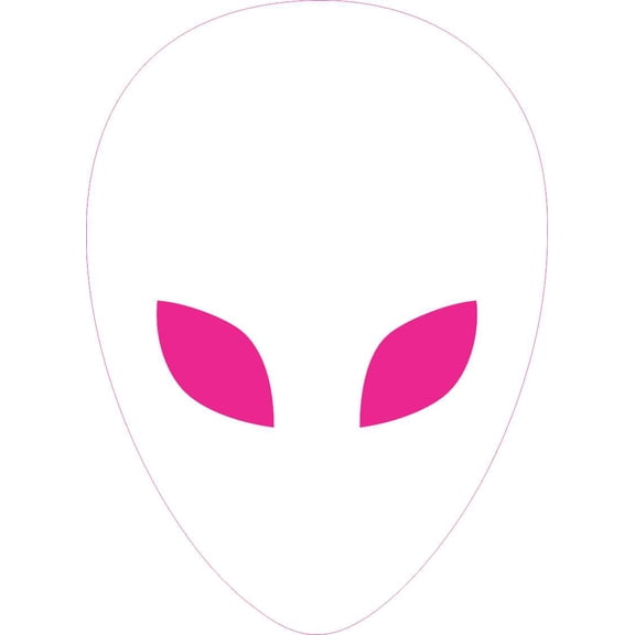 3.5in x 5in Pink and White Alien Bumper Sticker Car Vinyl Truck Decal