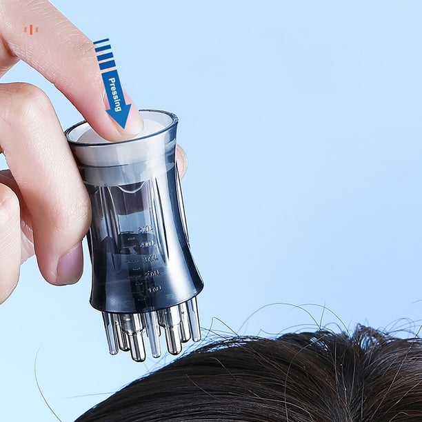 Peine Aplicador Líquido para Cuero Cabelludo | Herramienta Dispensadora de Aceite Capilar con Escala Graduada | Peine Masajeador Portátil con Base | Cabezal Aplicador Extraíble y Lavable | Control