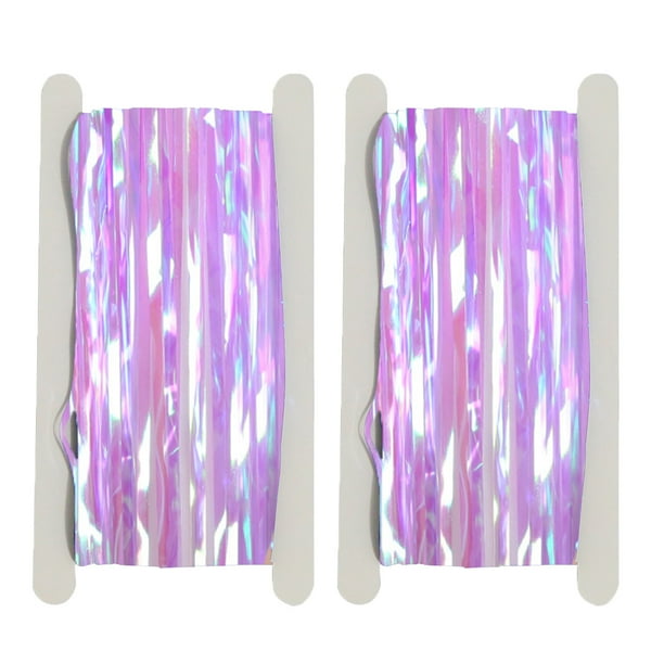 Paquete de 2 cortinas con flecos de papel de aluminio de oropel de 1x2 M, telón de fondo para decoración de accesorios de fotomatón de fiesta