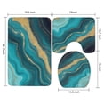 thumbnail image 3 of Teal Gold Wave Marble Pattern Bathroom Rugs Sets 3 Piece,Toilet Cover Set,Absorbent Non Slip Bathroom Mats Sets with U-Shaped Contour Rug Toilet Rug Set, 3 of 5
