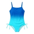 thumbnail image 4 of EliteGoogv One Piece Swimsuit For Girls Solid Color Contrast Trim Bathing Suit Summer Beach Pool Vacation Swimwear Blue, 4 of 6