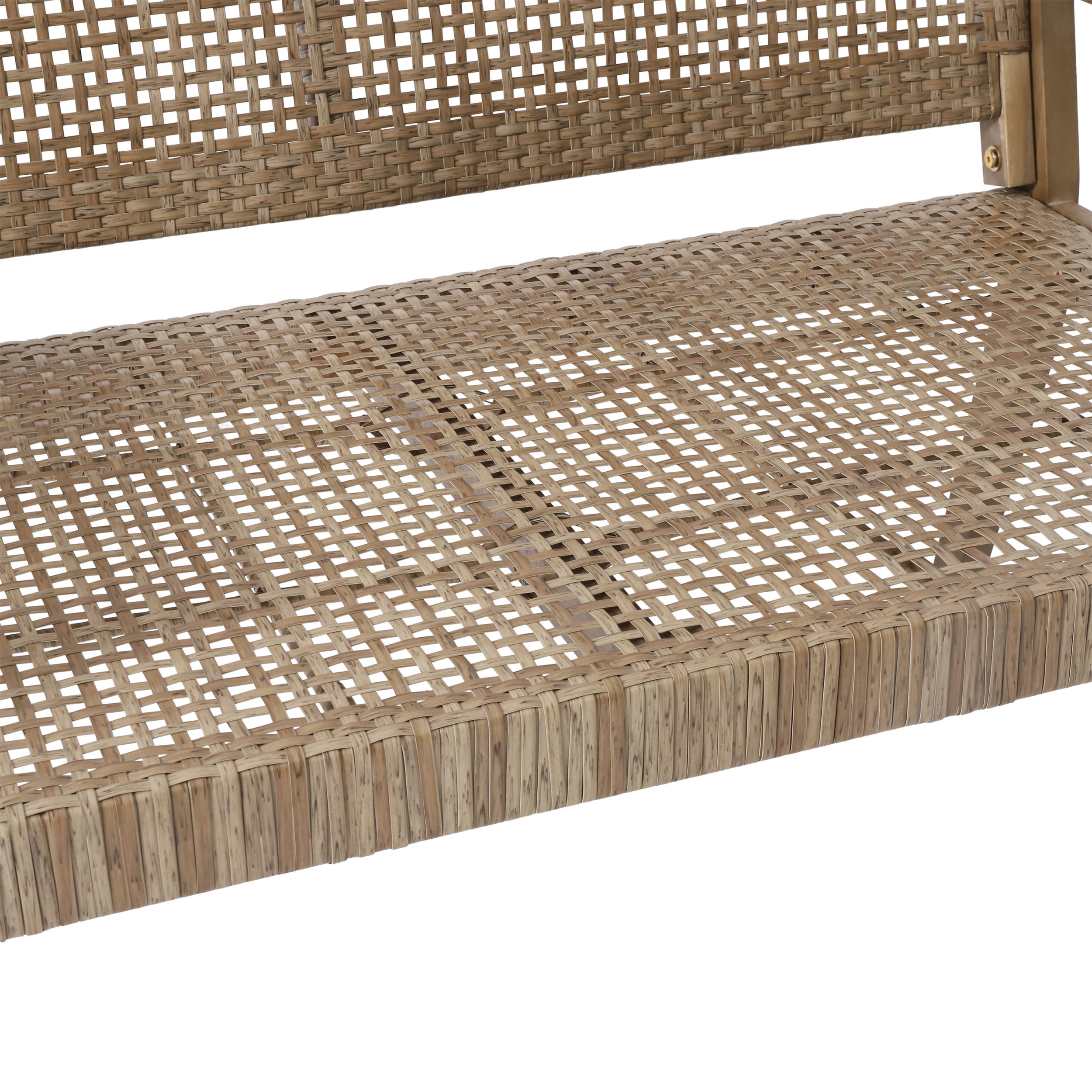 Coloma Wicker and Acacia Wood Outdoor Loveseat, Light Multibrown and Light Brown