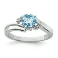 thumbnail image 1 of 925 Sterling Silver Rhodium Plated Diamond and Light Swiss Blue Topaz Heart Ring, 1 of 2