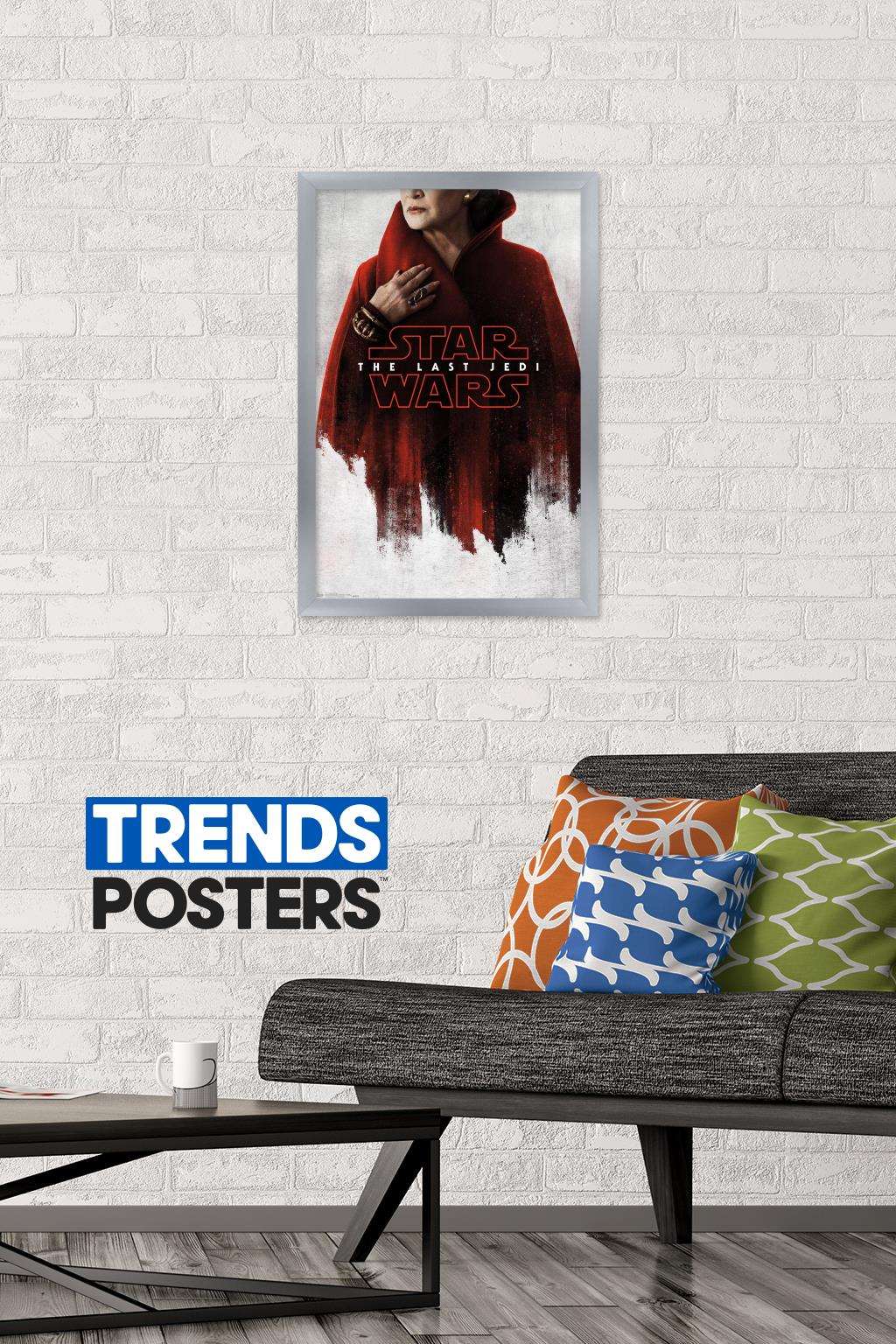 Star Wars: The Last Jedi - Red Leia Wall Poster, 14.725" x 22.375", Framed