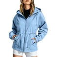 thumbnail image 2 of qelini Outdoor Jackets for Women Plus Size Long Sleeve Zipper Shirt Outdoor Hiking Solid Color Waterproof Jacket Lightweight, 2 of 8
