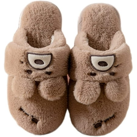 

PIKADINGNIS Womens Slippers Cute Animal Bunny Faux Fur Fluffy Winter Slip-On House Slippers Warm Plush Fuzzy Anti-Skid Indoor Outdoor Shoes