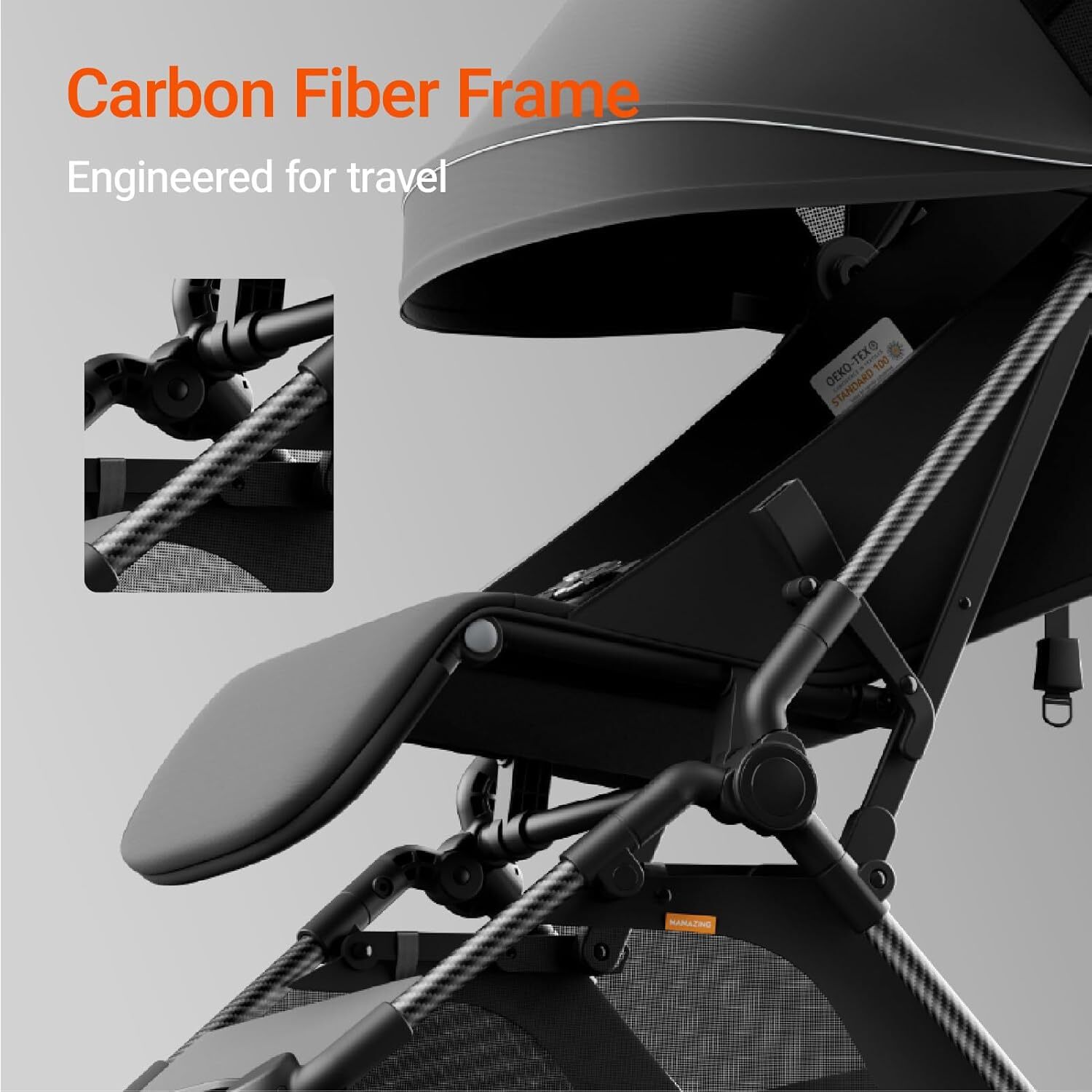 Carbon Fiber Baby Stroller Travel Lightweight Compact Stroller Easy-Fold Design Infant to Baby Toddler