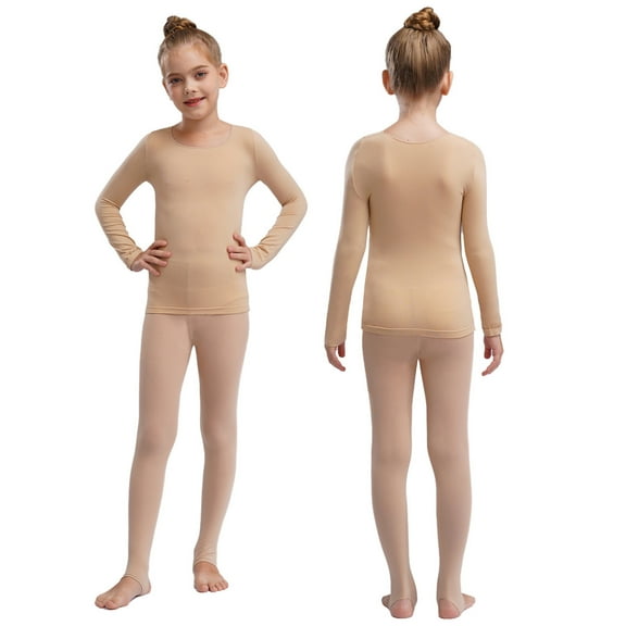 iiniim Girls Thermal Underwear Kids Long Johns Winter Warm Base Layer Tops with Bottoms Type A Nude 10-12
