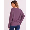 thumbnail image 3 of DARING DIVA Women's Casual Long Sleeve Knit Drop Shoulder Loose Blouses XS Plum Purple, 3 of 6