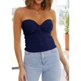 thumbnail image 5 of Womens Tube Tops Summer Sweater Twist Knot Front Knit Bandeau Strapless Ribbed Sleeveless Y2K Corset Crop Top, 5 of 6
