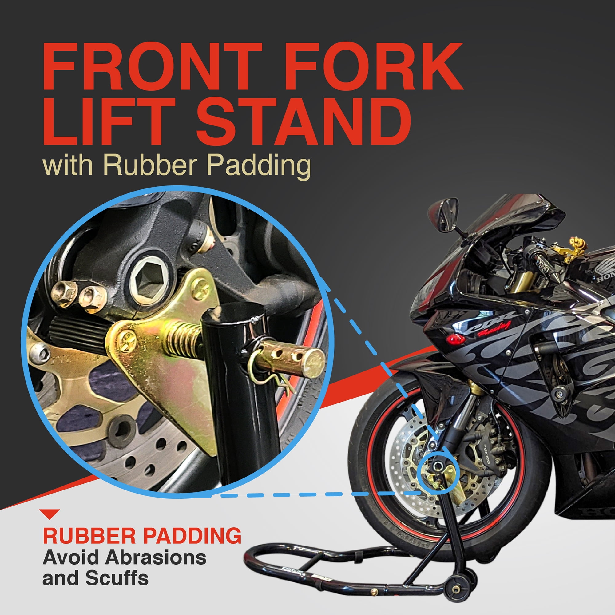 Motorcycle Lift Stand Set - Front & Rear Dual Spool Stands For Kawasaki Ninja 250R 2008-2011 - View #10